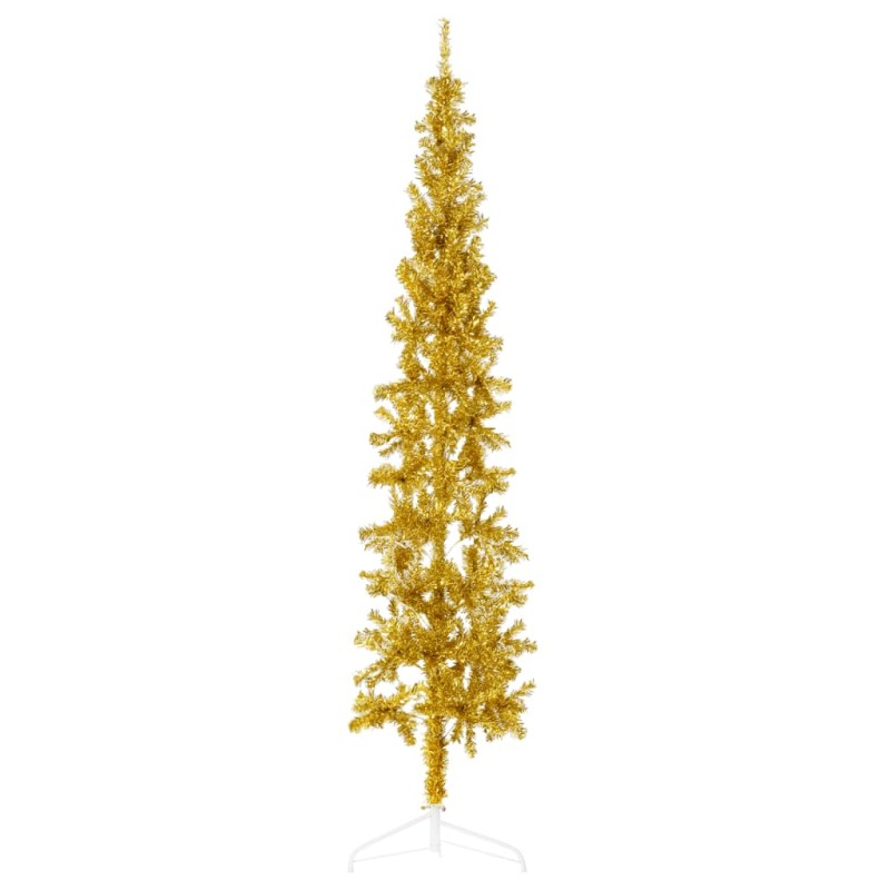 vidaXL Medio árbol de Navidad artificial con soporte dorado 180 cm vidaXL Medio árbol de Navidad artificial con soporte dorado 180 cm