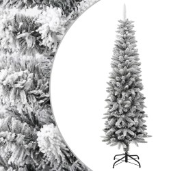 vidaXL Árbol de Navidad artificial estrecho con nieve PVC y PE 180 cm