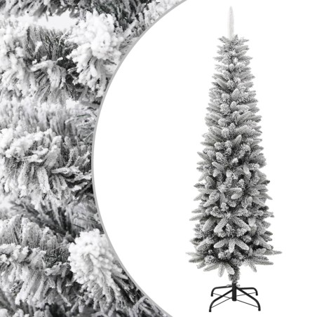 vidaXL Árbol de Navidad artificial estrecho con nieve PVC y PE 180 cm