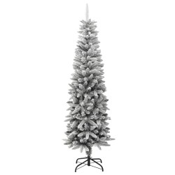 vidaXL Árbol de Navidad artificial estrecho con nieve PVC y PE 180 cm