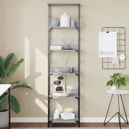 vidaXL Estantería de madera de ingeniería gris Sonoma 50x33x188,5 cm