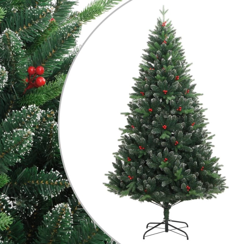 vidaXL Árbol de Navidad artificial con bisagras y frutos rojos 210 cm vidaXL Árbol de Navidad artificial con bisagras y frutos rojos 210 cm