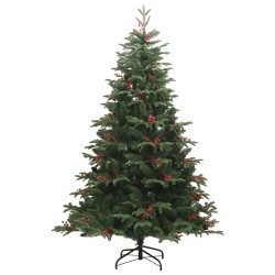 vidaXL Árbol de Navidad artificial con piñas y bayas 240 cm