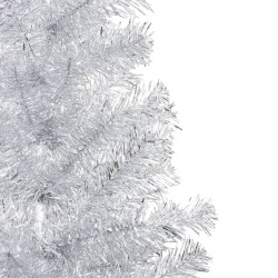 vidaXL Árbol de Navidad preiluminado con luces y bolas plateado 210 cm