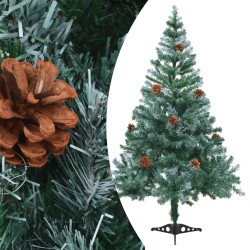 vidaXL Árbol de Navidad helado con luces LED, bolas y piñas 150 cm