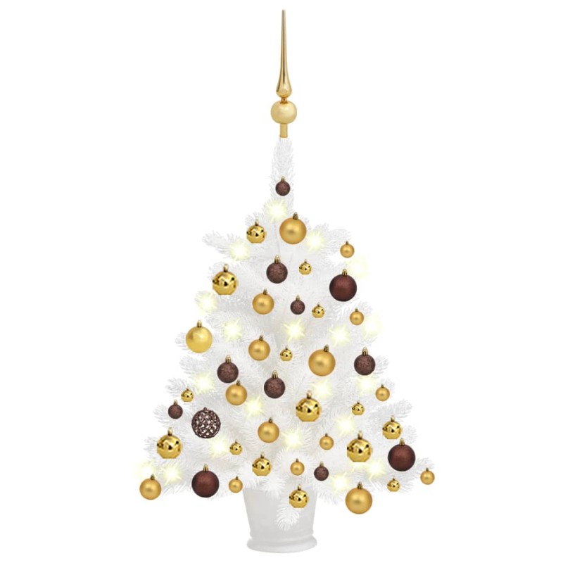 vidaXL Árbol de Navidad preiluminado con luces y bolas blanco 65 cm vidaXL Árbol de Navidad preiluminado con luces y bolas blanco 65 cm