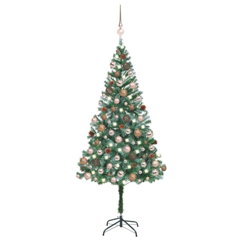 vidaXL Árbol de Navidad artificial con LEDs, bolas y piñas 180 cm vidaXL Árbol de Navidad artificial con LEDs, bolas y piñas 180 cm