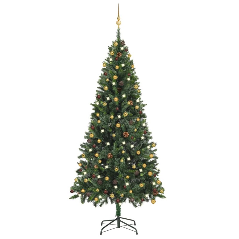 vidaXL Árbol de Navidad preiluminado con luces y bolas verde 210 cm vidaXL Árbol de Navidad preiluminado con luces y bolas verde 210 cm