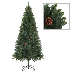 vidaXL Árbol de Navidad preiluminado con luces y bolas verde 210 cm