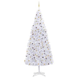 vidaXL Árbol de Navidad artificial con LED y bolas blanco 500 cm