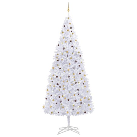 vidaXL Árbol de Navidad artificial con LED y bolas blanco 500 cm