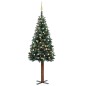 vidaXL Árbol de Navidad delgado con luces y bolas verde 210 cm vidaXL Árbol de Navidad delgado con luces y bolas verde 210 cm