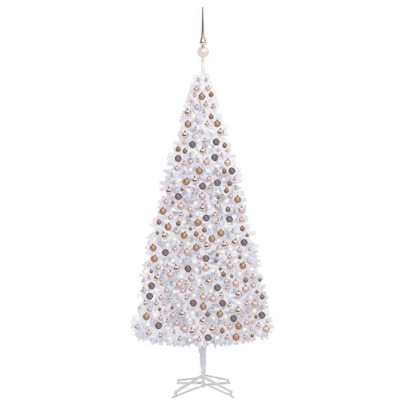 vidaXL Árbol de Navidad preiluminado con luces y bolas blanco 500 cm vidaXL Árbol de Navidad preiluminado con luces y bolas blanco 500 cm