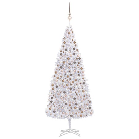 vidaXL Árbol de Navidad preiluminado con luces y bolas blanco 500 cm