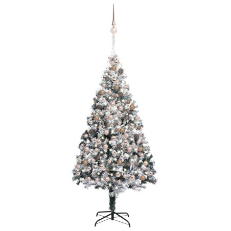 vidaXL Árbol de Navidad preiluminado con luces y bolas verde 210 cm