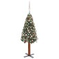 vidaXL Árbol de Navidad delgado con luces y bolas verde 150 cm