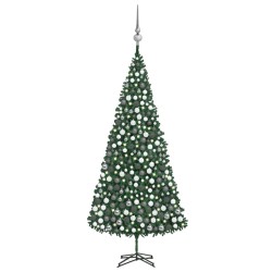 vidaXL Árbol de Navidad preiluminado con luces y bolas verde 500 cm