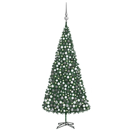 vidaXL Árbol de Navidad preiluminado con luces y bolas verde 500 cm