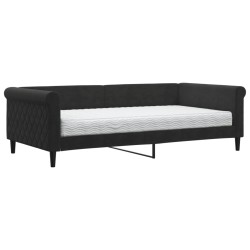 vidaXL Sofá cama con colchón terciopelo negro 100x200 cm