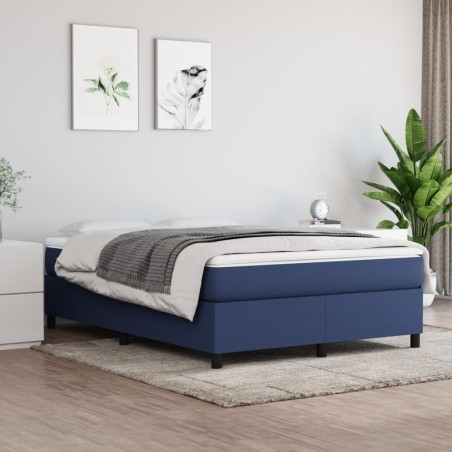 vidaXL Estructura de cama box spring tela azul 140x200 cm