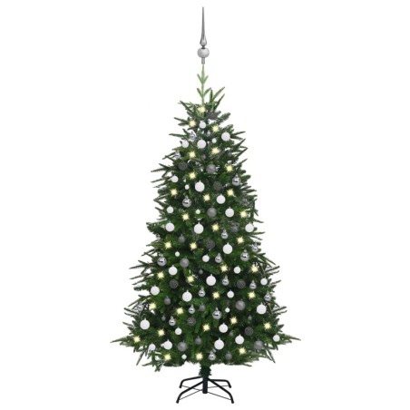 vidaXL Árbol de Navidad artificial con LED y bolas PVC&PE verde 210 cm