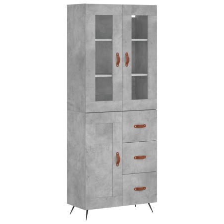 vidaXL Aparador alto madera contrachapada gris hormigón 69,5x34x180 cm