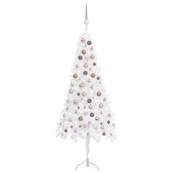 vidaXL Árbol de Navidad de esquina LED y bolas PVC blanco 180 cm 