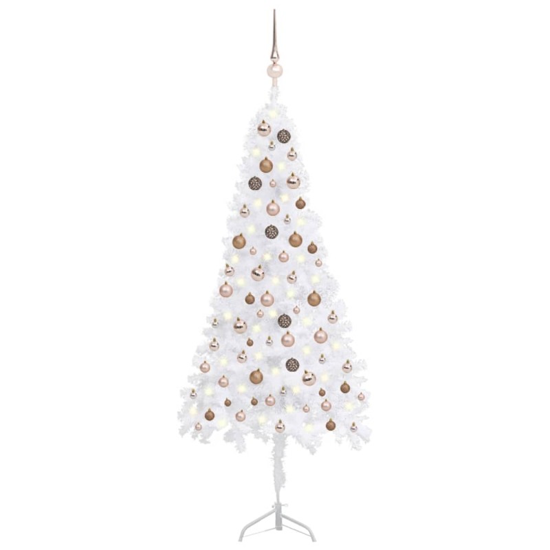 vidaXL Árbol de Navidad de esquina LED y bolas PVC blanco 180 cm vidaXL Árbol de Navidad de esquina LED y bolas PVC blanco 180 cm