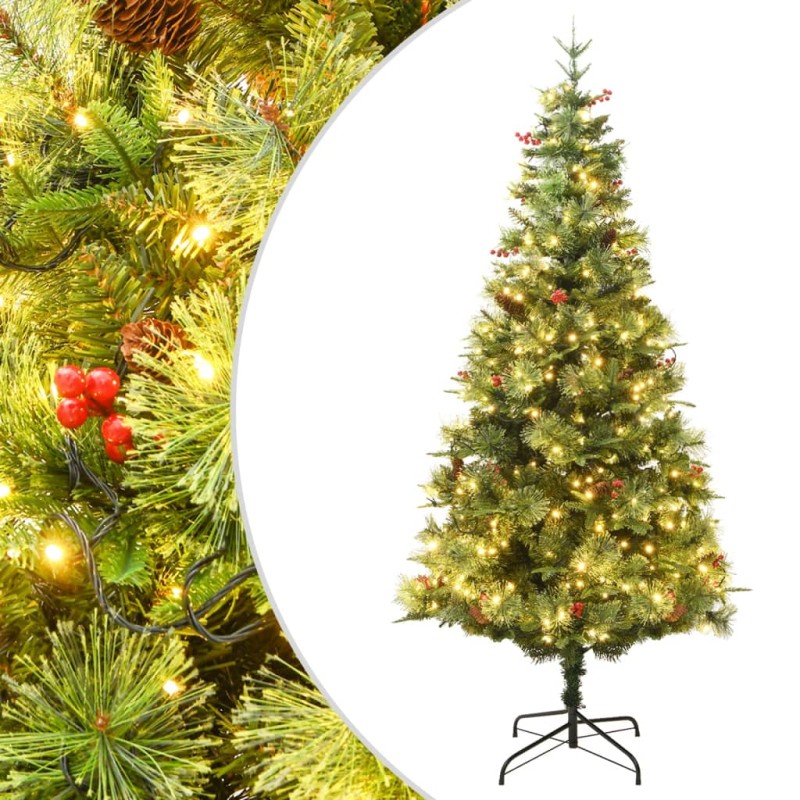 vidaXL Árbol de Navidad con luces y piñas PVC PE verde 120 cm vidaXL Árbol de Navidad con luces y piñas PVC PE verde 120 cm