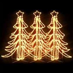 vidaXL Figura árbol Navidad plegable 3 pzas blanco cálido 87x87x93 cm