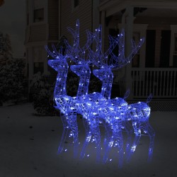 vidaXL Adorno de renos de Navidad acrílico 3 uds azul 120 cm