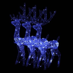 vidaXL Adorno de renos de Navidad acrílico 3 uds azul 120 cm