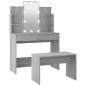 vidaXL Juego de tocador con LED madera contrachapada gris Sonoma vidaXL Juego de tocador con LED madera contrachapada gris Sonoma