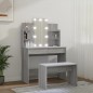 vidaXL Juego de tocador con LED madera contrachapada gris Sonoma vidaXL Juego de tocador con LED madera contrachapada gris Sonoma