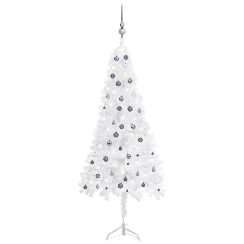 vidaXL Árbol de Navidad de esquina LED y bolas PVC blanco 240 cm vidaXL Árbol de Navidad de esquina LED y bolas PVC blanco 240 cm