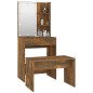vidaXL Juego de tocador con LED madera contrachapada roble ahumado vidaXL Juego de tocador con LED madera contrachapada roble ahumado