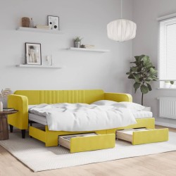 vidaXL Sofá cama nido con cajones terciopelo amarillo 80x200 cm