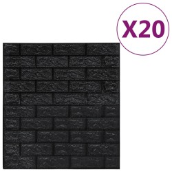 vidaXL Papel pintado autoadhesivo ladrillos 3D 20 unidades negro