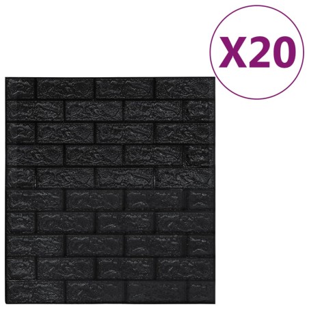 vidaXL Papel pintado autoadhesivo ladrillos 3D 20 unidades negro