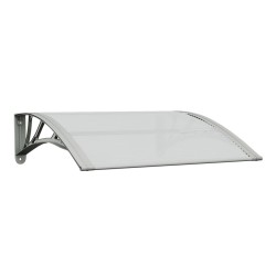 vidaXL Marquesina puerta policarbonato gris y transparente 80x80 cm