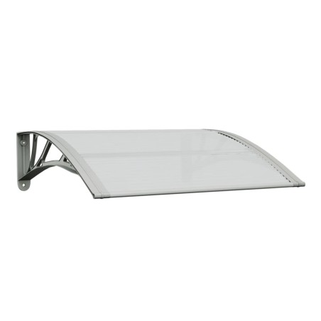 vidaXL Marquesina puerta policarbonato gris y transparente 80x80 cm