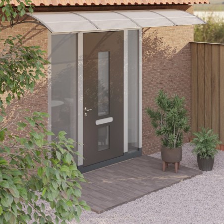 vidaXL Marquesina puerta policarbonato gris y transparente 350x80 cm