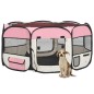 vidaXL Parque de perros plegable y bolsa transporte rosa 145x145x61cm