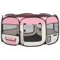 vidaXL Parque de perros plegable y bolsa transporte rosa 145x145x61cm