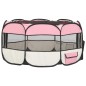 vidaXL Parque de perros plegable y bolsa transporte rosa 145x145x61cm