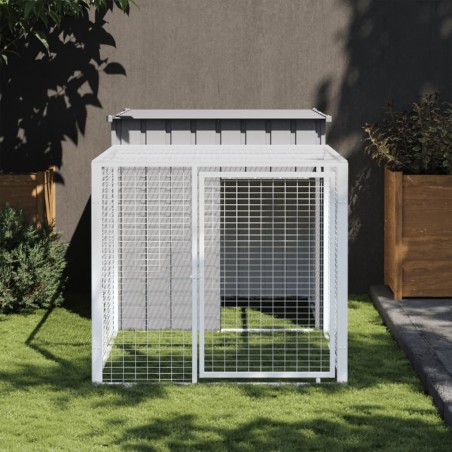 vidaXL Gallinero con corral acero galvanizado gris claro 110x201x110cm