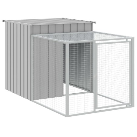 vidaXL Gallinero con corral acero galvanizado gris claro 110x201x110cm
