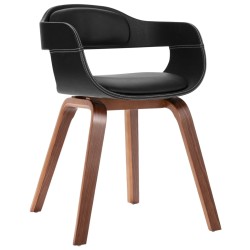 vidaXL Silla de comedor de madera curvada y cuero artificial