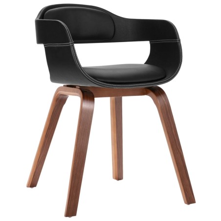 vidaXL Silla de comedor de madera curvada y cuero artificial