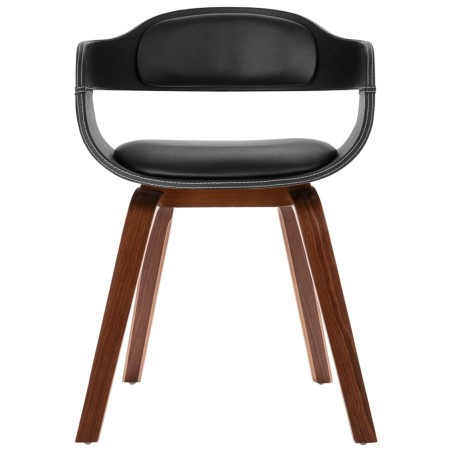vidaXL Silla de comedor de madera curvada y cuero artificial